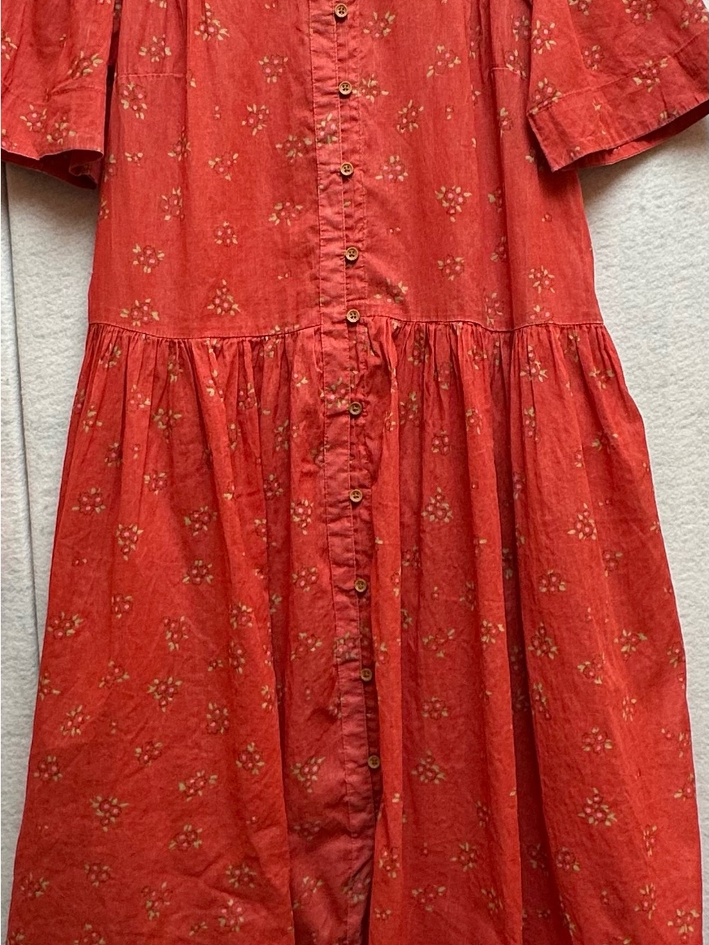 Free People women’s Red Floral Button-Down Casual Dress XS